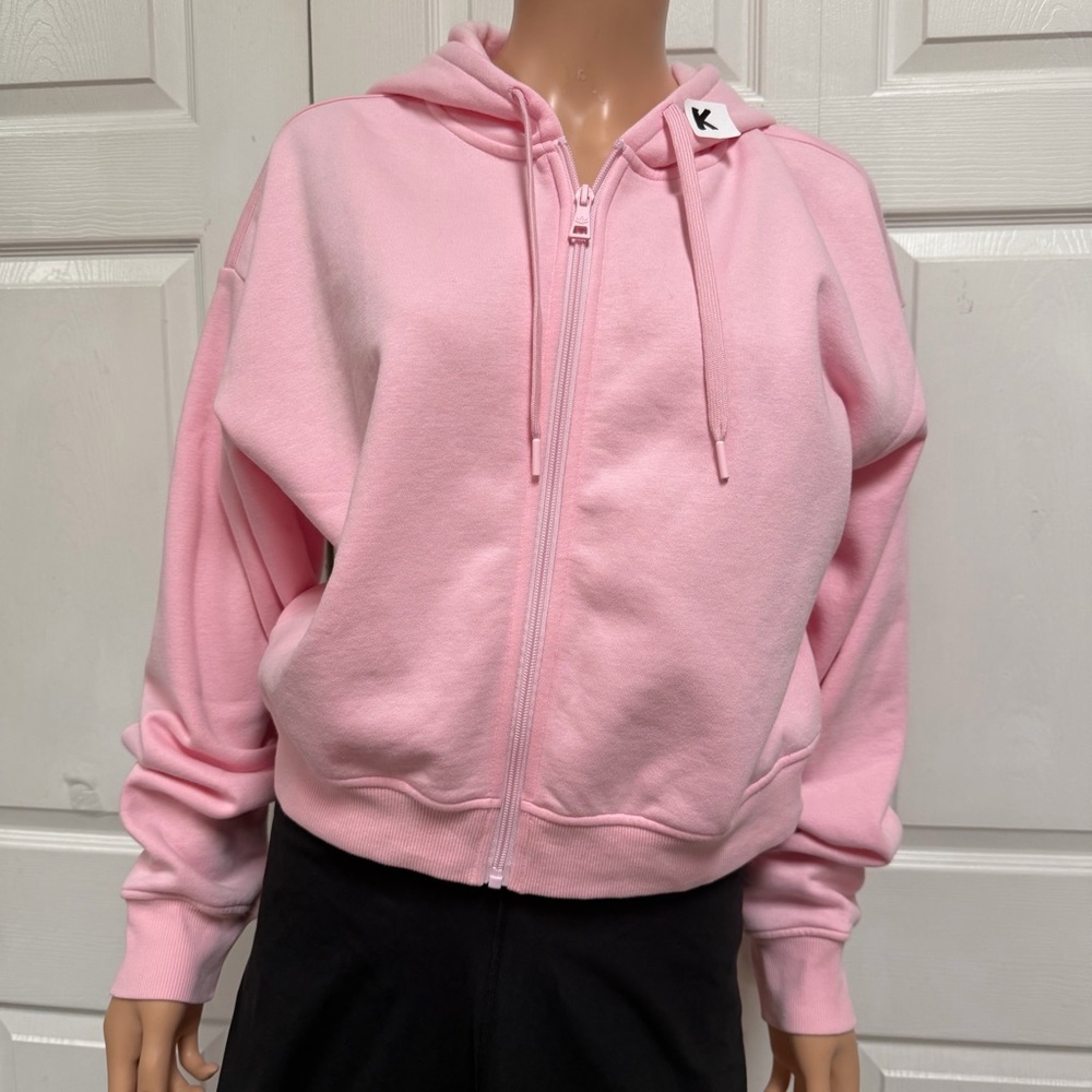 Beyond Yoga Light Pink Zip Cropped Hoodie Women’s Size Large